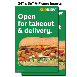 Open Takeout & Delivery A-Frame Inserts (24"x36")