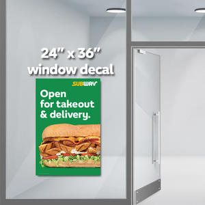 Open Takeout & Delivery Decal (24"x36")