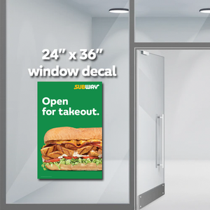 Open Takeout Window Decal (24"x36")