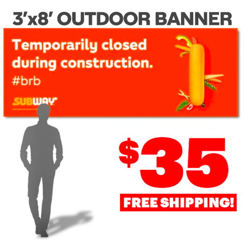 Closed Construction Banner (3'x8')