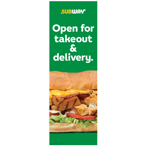 Open for Takeout & Delivery Vertical Banner (2'x6')