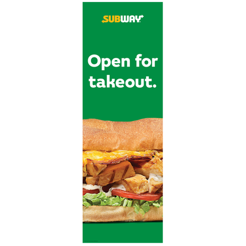 Open for Takeout Vertical Banner (2'x6')