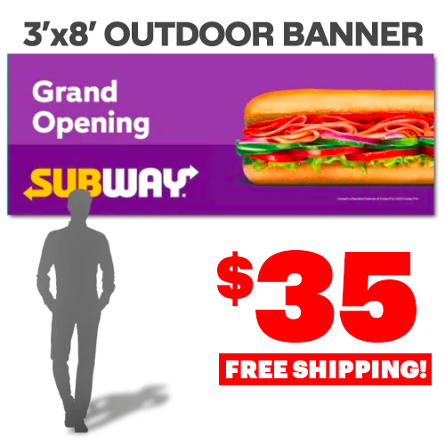 Grand Opening Banner (3'x8' - Purple)