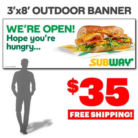 WE ARE OPEN Outdoor Banner (3'x8')