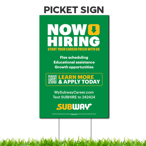 Now Hiring Picket Sign
