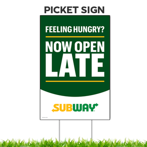 Open Late Picket Sign