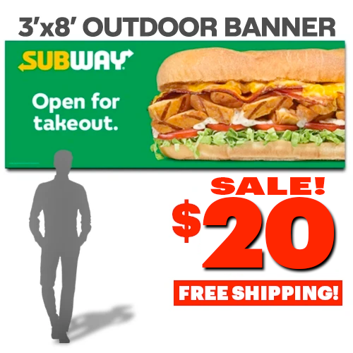 Open for Takeout (3'x8' Banner)